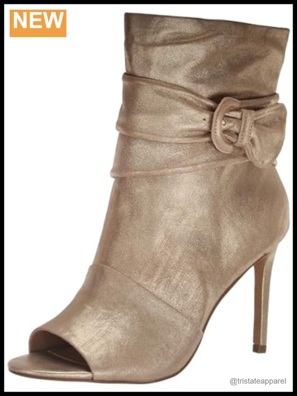 Leather Open Toe Ankle Bootie, Zipper Closure, Stiletto Heel, Fall